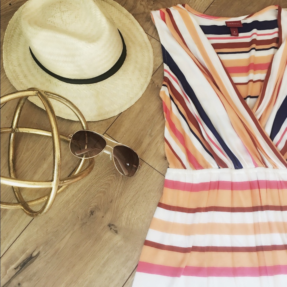 Merona striped dress Small blue orange